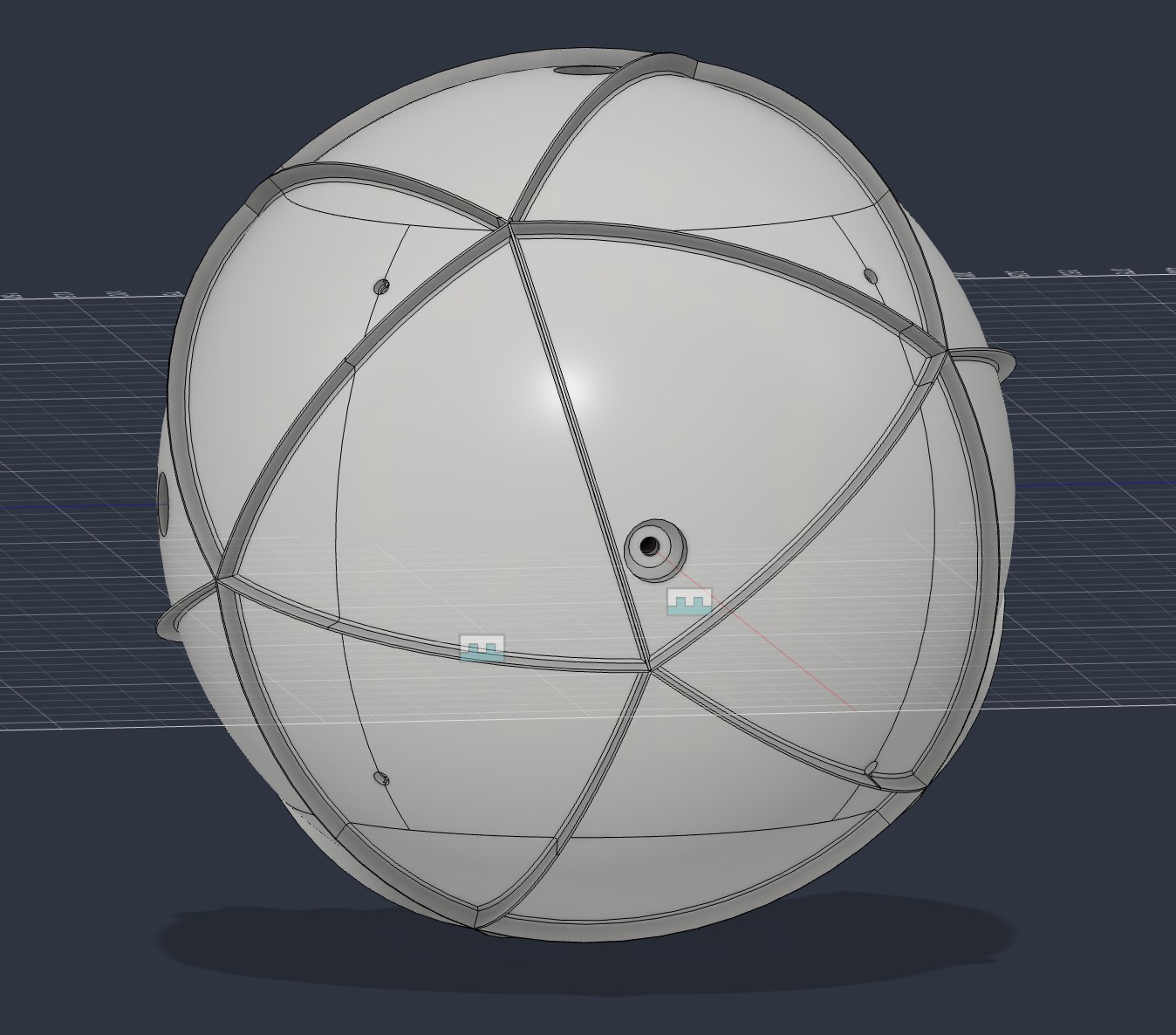 CAD render of the earlier version’s closed spherical shell