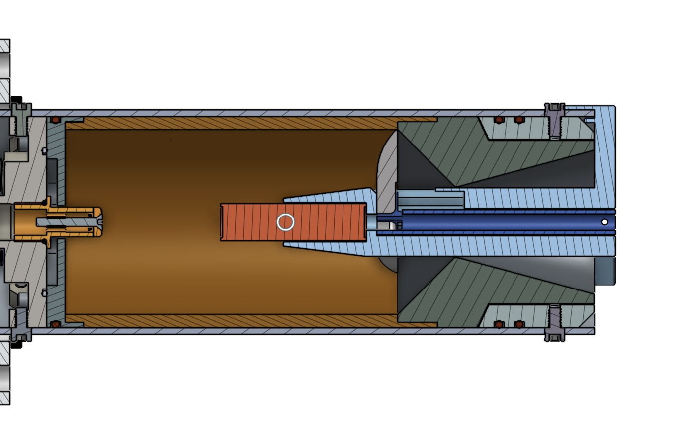 CAD section view of the igniter assembly showing how its internal parts fit together